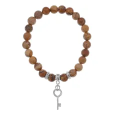 Браслет Ключ (счастье) нат.камень Песочная яшма 8мм BS-CR-0120