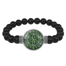 Браслет из черного агата Звезда Перуна BSBA-035