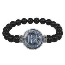 Браслет из черного агата Зеркальный личный амулет BSBA-036