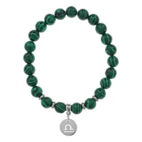 Браслет Знаки Зодиака - Весы с синт.камнем Малахит 8мм