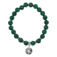 Браслет Знаки Зодиака - Козерог с синт.камнем Малахит 8мм