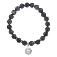 Браслет Знаки Зодиака - Водолей с нат.камнем Обсидиан 8мм BSZ04-11