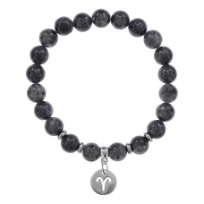 Браслет Знаки Зодиака - Овен с нат.камнем Лабрадор 8мм BSZ04-13