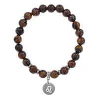 Браслет Знаки Зодиака - Лев с нат.камнем Тигровый глаз 8мм BSZ04-17