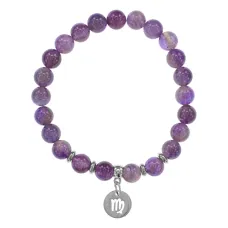 Браслет Знаки Зодиака - Дева с нат.камнем Аметист 8мм BSZ04-18