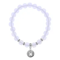 Браслет Знаки Зодиака - Рыбы с синт.камнем Лунный камень 8мм BSZ04-24