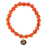 Браслет Знаки Зодиака - Лев с нат.камнем Сердолик 8мм BSZ05-05