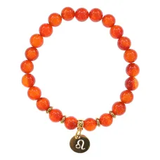 Браслет Знаки Зодиака - Лев с нат.камнем Сердолик 8мм BSZ05-05