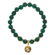 Браслет Знаки Зодиака - Козерог с синт.камнем Малахит 8мм BSZ05-10