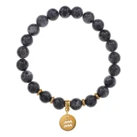 Браслет Знаки Зодиака - Водолей с нат.камнем Обсидиан 8мм BSZ05-11