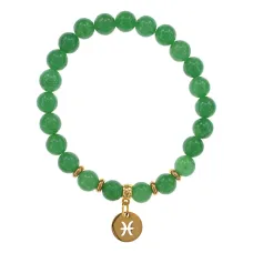Браслет Знаки Зодиака - Рыбы с нат.камнем Нефрит 8мм BSZ05-12
