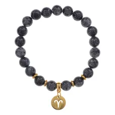 Браслет Знаки Зодиака - Овен с нат.камнем Лабрадор 8мм BSZ05-13