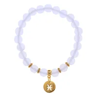 Браслет Знаки Зодиака - Рыбы с синт.камнем Лунный камень 8мм BSZ05-24