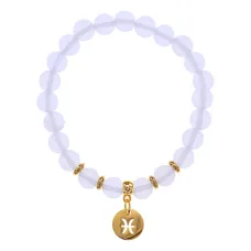 Браслет Знаки Зодиака - Рыбы с синт.камнем Лунный камень 8мм BSZ05-24