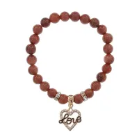 Браслет Сердце Love (Любовь) синт.камень Корич. авантюрин 8мм BS-CR-0121