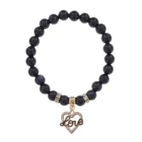 Браслет Сердце Love (Любовь) синт.камень Синий авантюрин 8мм BS-CR-0122