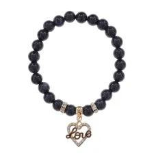 Браслет Сердце Love (Любовь) синт.камень Синий авантюрин 8мм BS-CR-0122