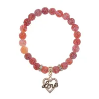 Браслет Сердце Love (Любовь) нат.камень Африканский агат 8мм BS-CR-0124