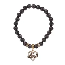 Браслет Сердце Love (Любовь) нат.камень Гранат 8мм BS-CR-0126