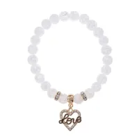 Браслет Сердце Love (Любовь) синт.камень Сахарный кварц 8мм BS-CR-0136