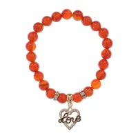 Браслет Сердце Love (Любовь) нат.камень Сердолик 8мм BS-CR-0137