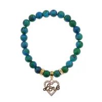 Браслет Сердце Love (Любовь) синт.камень Хризоколла 8мм BS-CR-0141