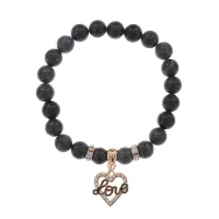 Браслет Сердце Love (Любовь) нат.камень Змеевик 8мм BS-CR-0149