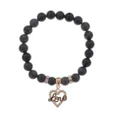 Браслет Сердце Love (Любовь) нат.камень Змеевик 8мм BS-CR-0149