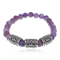 Браслет Материальное благополучие нерж.сталь Аметист 8мм BSRX-8-3-1