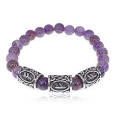 Браслет Материальное благополучие нерж.сталь Аметист 8мм BSRX-8-3-1