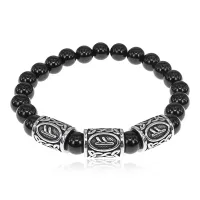 Браслет Материальное благополучие нерж.сталь Черный агат 8мм BSRX-8-3-3