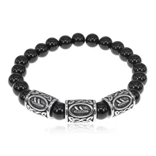Браслет Материальное благополучие нерж.сталь Черный агат 8мм BSRX-8-3-3