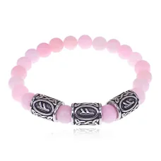 Браслет Материальное благополучие нерж. сталь Розовый кварц 8мм BSRX-8-3-7