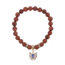 Браслет Бабочка (Свобода и Счастье) синт.камень Корич. авантюрин 8мм BS-CR-0151
