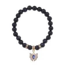 Браслет Бабочка (Свобода и счастье) синт. камень Синий авантюрин 8мм BS-CR-0152