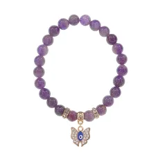 Браслет Бабочка (Свобода и Счастье) нат.камень Аметист 8мм BS-CR-0153