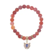 Браслет Бабочка (Свобода и счастье) нат.камень Африканский агат 8мм BS-CR-0154