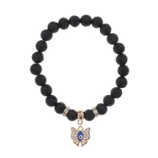 Браслет Бабочка (Свобода и Счастье) нат.камень Лава 8мм BS-CR-0159