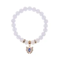 Браслет Бабочка (Свобода и Счастье) синт.камень Лунный камень 8мм BS-CR-0161