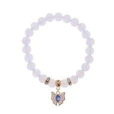 Браслет Бабочка (Свобода и Счастье) синт.камень Лунный камень 8мм BS-CR-0161