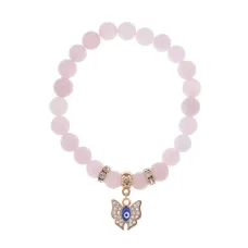 Браслет Бабочка (Свобода и Счастье) нат.камень Розовый кварц 8мм BS-CR-0165