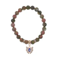 Браслет Бабочка (Свобода и Счастье) нат.камень Унакит 8мм BS-CR-0170