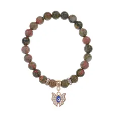 Браслет Бабочка (Свобода и Счастье) нат.камень Унакит 8мм BS-CR-0170