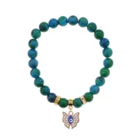 Браслет Бабочка (Свобода и Счастье) синт.камень Хризоколла 8мм BS-CR-0171