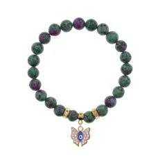 Браслет Бабочка (Свобода и Счастье) синт.камень Цоизит 8мм BS-CR-0172