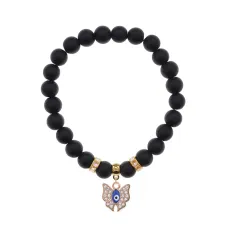 Браслет Бабочка (Свобода и Счастье) синт.камень Шунгит 8мм BS-CR-0174