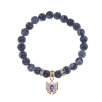 Браслет Бабочка (Свобода и Счастье) нат.камень синий Африк. агат 8мм BS-CR-0177