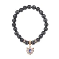 Браслет Бабочка (Свобода и Счастье) синт.камень Гематит 8мм BS-CR-0178