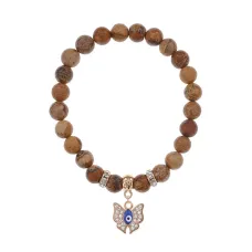 Браслет Бабочка (Свобода и Счастье) нат.камень Песочная Яшма 8мм BS-CR-0180