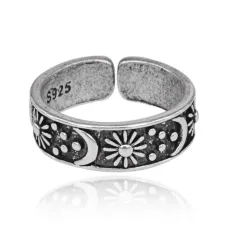 Безразмерное кольцо Солнце, луна и звезды, 6мм KL561